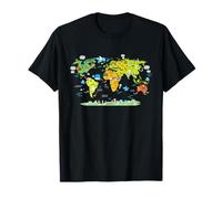 World animals map t shirt for kids,World animals for girls T-Shirt