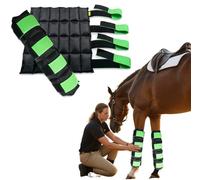 WORLD-BIO Horse Ice Boots - Cooling Gel Leg Wraps for Hock Knee Ankle Hoof Pain Relief, Reusable Hot Cold Therapy Wrap with 2 Freeze Gel Packs-Green