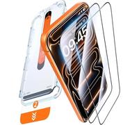 World biz 2 Pack Screen Protector for iPhone 15 (6.1 inch), Premium 9H+ Tempered Glass Film, Compatible With Face ID, Auto Dust Elimination, No Bubbles, Instant Installation