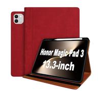 World biz Case for Honor Magic Pad 3 13.3'' 2025, Premium Leather Multi-Angle Viewing Stand Cover with Pencil Holder & Card Slots, Auto Sleep/Wake for Honor Magic Pad 3 (Red)