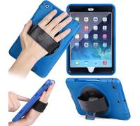 World biz Case for iPad Air 1st Generation 2013 9.7 inch, Military Grade 3-Layer Full Body Protective Cover Rugged Case with 360° Rotating Kickstand and Hand Strap, Model:A1474 A1475 A1476 (Blue)