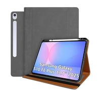 World biz Case for Samsung Galaxy Tab S10 FE Plus 13.1 Inch 2025 (SM-X620/SM-X626B), Premium Leather Business Cover Multi-Angle Viewing with Pocket & Pencil Holder, Auto Sleep/Wake S10 FE+ (Grey)