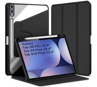 World biz Case for Samsung Galaxy Tab S10+, Galaxy Tab S9 FE+ /S9 Plus 12.4 Inch with Pencil Holder, 360 Degree Rotation Protective Trifold Smart Cover, Auto Wake/Sleep (Black)