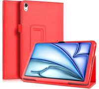 World biz Flip Folio Case for iPad Air 11 inch (2024) M2, Air 6th Generation, PU-Leather Protective with Pencil Holder Cover, Auto Wake/Sleep (Red)