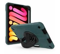 World biz Heavy Duty Case for iPad Mini 7 (A17 Pro, 2024) / iPad Mini 6 2021 8.3-Inch, Military Grade 3-Layer Full Body Rugged Cover with Kickstand, Pencil Holder, Hand Strap (Emerald Black)