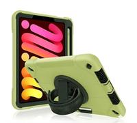 World biz Heavy Duty Case for iPad Mini 7 (A17 Pro, 2024) / iPad Mini 6 2021 8.3-Inch, Military Grade 3-Layer Full Body Rugged Cover with Kickstand, Pencil Holder, Hand Strap (Green Black)