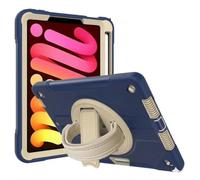 World biz Heavy Duty Case for iPad Mini 7 (A17 Pro, 2024) / iPad Mini 6 2021 8.3-Inch, Military Grade 3-Layer Full Body Rugged Cover with Kickstand, Pencil Holder, Hand Strap (Navy White)