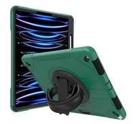 World biz Heavy Duty Case for iPad Pro 12.9 inch (2022/2021/2020/2018, 6th/5th/4th/3rd Gen), Military Grade 3-Layer Full Body Rugged Cover Kickstand, Pencil Holder, Hand Strap (Emerald Green Black)