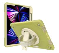 World biz Heavy Duty Case for iPad Pro 12.9 inch (2022/2021/2020/2018, 6th/5th/4th/3rd Gen), Military Grade 3-Layer Full Body Rugged Cover Kickstand, Pencil Holder, Hand Strap (Green White)