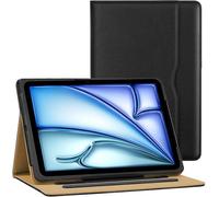 World biz iPad Case for Air 11 Inch (2024) M2, Air 6th Generation, with Pencil Holder - Premium PU Leather Stand Folio Protective Cover, with Document Pocket Auto Wake/Sleep - Black