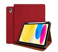 World biz Leather Case for iPad 10th Generation,10.9 Inch 2022 Model, Premium Leather Business Cover with Pocket & Pencil Holder, Auto Sleep/Wake iPad 10th Gen 10.9'' (Red)