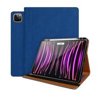 World biz Leather Case for iPad Pro 11 Inch 2022/2021/2020 (4th/3rd/2nd Generation) with Pencil Holder, Premium Leather Cover Card Slots, Auto Sleep/Wake iPad Pro 11'' 4th/3rd/2nd Gen, Navy