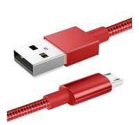 World biz Micro USB Cable, 1M Micro USB Android 3.1A Fast Charger Cable Nylon Braided USB Micro Cord Compatible for Samsung S7/S6,Kindle Fire,Tablets,PS 4 Controller, Android Devices (Red)