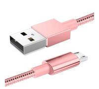 World biz Micro USB Cable, 2M Micro USB Android 3.1A Fast Charger Cable Nylon Braided USB Micro Cord Compatible for Samsung S7/S6,Kindle Fire,Tablets,PS 4 Controller, Android Devices (Rose Gold)