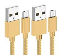 World biz Micro USB Cable, 2Packs 1M Android Charging Cable 3.1A, Micro Charging Cable Braided Compatible with PS4 Controller, Samsung Galaxy J7, S7, S6,Kindle Fire,Tablet (Gold)