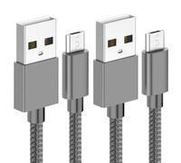 World biz Micro USB Cable, 2Packs 2M Android Charging Cable 3.1A, Micro Charging Cable Braided Compatible with PS4 Controller, Samsung Galaxy J7, S7, S6,Kindle Fire,Tablet (Grey)