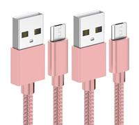World biz Micro USB Cable, 2Packs 2M Android Charging Cable 3.1A, Micro Charging Cable Braided Compatible with PS4 Controller, Samsung Galaxy J7, S7, S6,Kindle Fire,Tablet (Rose Gold)