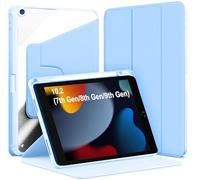 World biz Rotating Case for iPad 9th/8th/7th Gen, 10.2 inch (2021/2020/2019 Model) with Pencil Holder, 360 Degree Rotation Protective Trifold Stand Cover Clear Back, Auto Wake/Sleep (Sky Blue)