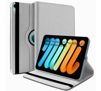 World biz Rotating Case for iPad mini (A17 Pro, 2024 Model, 7th Generation) / mini 6 (2021 Model, 6th Generation), 360 Degree Rotating Leather Protective Stand Cover, Auto Wake Sleep (SIlver)