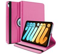 World biz Rotating Case for iPad mini (A17 Pro, 2024 Model, 7th Generation) / mini 6 (2021 Model, 6th Generation), 360 Degree Rotating Leather Protective Stand Cover, Auto Wake Sleep (Pink)