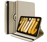 World biz Rotating Case for iPad mini (A17 Pro, 2024 Model, 7th Generation) / mini 6 (2021 Model, 6th Generation), 360 Degree Rotating Leather Protective Stand Cover, Auto Wake Sleep (Gold)