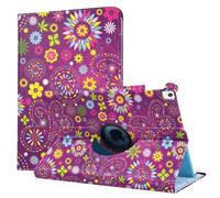 World biz Rotating Case for iPad mini (A17 Pro, 2024 Model, 7th Generation) / mini 6 (2021 Model, 6th Generation), 360 Degree Rotating Leather Protective Stand Cover, Auto Wake Sleep (Flowers)