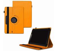 World biz Universal 7 Inch Tablet Case - Premium PU Leather 360 Degree Rotating Stand Folio Wallet Cover Android Tablets, Smooth Interior Fit for Kindle eReader Fire Lenovo/Sony E-Book (Orange)