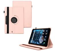 World biz Universal 7 Inch Tablet Case - Premium PU Leather 360 Degree Rotating Stand Folio Wallet Cover Android Tablets, Smooth Interior Fit for Kindle eReader Fire Lenovo/Sony E-Book (Rose Gold)