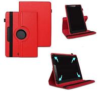 World biz Universal 7 Inch Tablet Case - Premium PU Leather 360 Degree Rotating Stand Folio Wallet Cover Android Tablets, Smooth Interior Fit for Kindle eReader Fire Lenovo/Sony E-Book (Red)