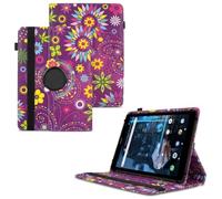 World biz Universal 7 Inch Tablet Case - Premium PU Leather 360 Degree Rotating Stand Folio Wallet Cover Android Tablets, Smooth Interior Fit for Kindle eReader Fire Lenovo/Sony E-Book (Flower)