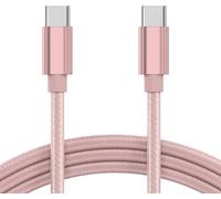 World biz USB C to USB C Charger Cable, New Nylon USB-C to C Cable (1M/3FT), 100W (5A) for iPhone 16 15 Pro Max/Plus/Pro, Samsung Galaxy S24/S23/S22/S21,Mac Book Pro 2021, iPad Pro/Air (Rose Gold)