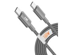 World biz USB C to USB C Charger Cable, New Nylon USB-C to C Cable (1M/3FT), 100W (5A) for iPhone 16 15 Pro Max/Plus/Pro, Samsung Galaxy S24/S23/S22/S21,Mac Book Pro 2021, iPad Pro/Air (Grey)