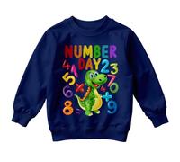 World Book Day Boys and Girls Dinosaur and Numbers National Numeracy Number Day Maths Day Ideas Jumper Sweatshirt #ND 5-6 Years Navy Blue