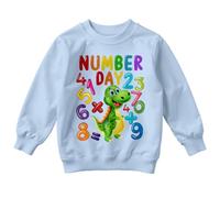 World Book Day Boys and Girls Dinosaur and Numbers National Numeracy Number Day Maths Day Ideas Jumper Sweatshirt #ND 3-4 Years Light Blue