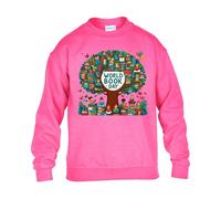 World Book Day Boys Sweatshirt Educational Tree Knowledge Bookworm Reading Lover Festival Fancy Dress Costume Boys Kids Girls Unisex Gift Christmas Jumper Safety Pink - Youth Large (Age 9-11)