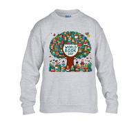 World Book Day Boys Sweatshirt Educational Tree Knowledge Bookworm Reading Lover Festival Fancy Dress Costume Boys Kids Girls Unisex Gift Christmas Jumper Sport Grey - Youth Medium (Age 7-8)