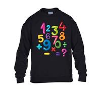 World Book Day Boys Sweatshirt Math Numbers Colors Plus Minus Kids Girls UnisexSchool Gift Jumper Black - Youth X-Small (Age 3-4)