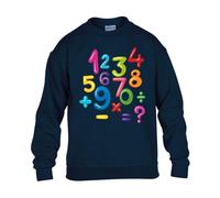 World Book Day Boys Sweatshirt Math Numbers Colors Plus Minus Kids Girls UnisexSchool Gift Jumper Navy Blue - Youth Small (Age 5-6)