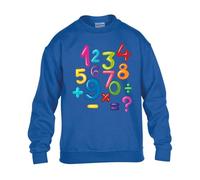 World Book Day Boys Sweatshirt Math Numbers Colors Plus Minus Kids Girls UnisexSchool Gift Jumper Royal Blue - Youth Small (Age 5-6)