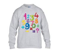 World Book Day Boys Sweatshirt Math Numbers Colors Plus Minus Kids Girls UnisexSchool Gift Jumper Sport Grey - Youth Small (Age 5-6)