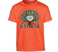 World Book Day Boys T-Shirt Educational Tree Knowledge Bookworm Reading Lover Festival Fancy Dress Costume Boys Kids Girls Unisex Gift Tshirt Orange - Youth Small (Age 5-6)