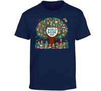 World Book Day Boys T-Shirt Educational Tree Knowledge Bookworm Reading Lover Festival Fancy Dress Costume Boys Kids Girls Unisex Gift Tshirt Navy Blue - Youth Medium (Age 7-8)