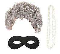 World Book Day Gangster Gangsta Grey Afro & Beads & Mask Granny Costume Set