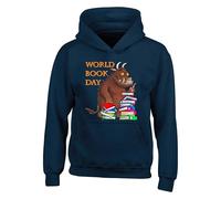 World Book Day Hoodie, The Wonderful Funny Animal Child Cartoon Inspired By World Book Day 2025 Boys Girls Unisex Hoodie Gift(L, Navy)