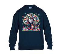 World Book Day Mens Sweatshirt Reading Air Balloon Read Bookworm Lover Festival Fancy Dress Costume Boys Kids Girls Unisex Gift Christmas Jumper Navy Blue - Youth Medium (Age 7-8)