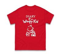 World Book Day Movie Diary Themed T-Shirt, Book Lover Novelty Shirt, Wimpy Kid Funny Cartoon Gift for Boys Girls Unisex Kids Adults Top (Red, 9 Years)