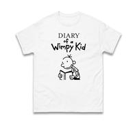 World Book Day Movie Diary Themed T-Shirt, Book Lover Novelty Shirt, Wimpy Kid Funny Cartoon Gift for Boys Girls Unisex Kids Adults Top (White, 12 Years)