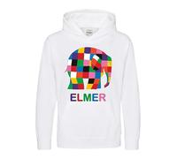World Book Day Personalised Elmer Hoodie Funny Rainbow Elephant Birthday Gift pullover Boy Comic Character Unisex Kids Adults Hood (White, 5 Years)