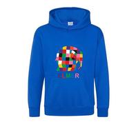 World Book Day Personalised Elmer Hoodie Funny Rainbow Elephant Birthday Gift pullover Boy Comic Character Unisex Kids Adults Hood (Royal Blue, 7 Years)
