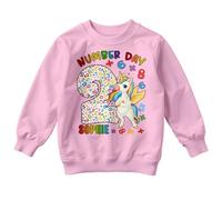 World Book Day Personalised Girls Unicorn National Numeracy Number Day Maths Day Ideas Jumper Sweatshirt for Kids #ND 7-8 Years Light Pink